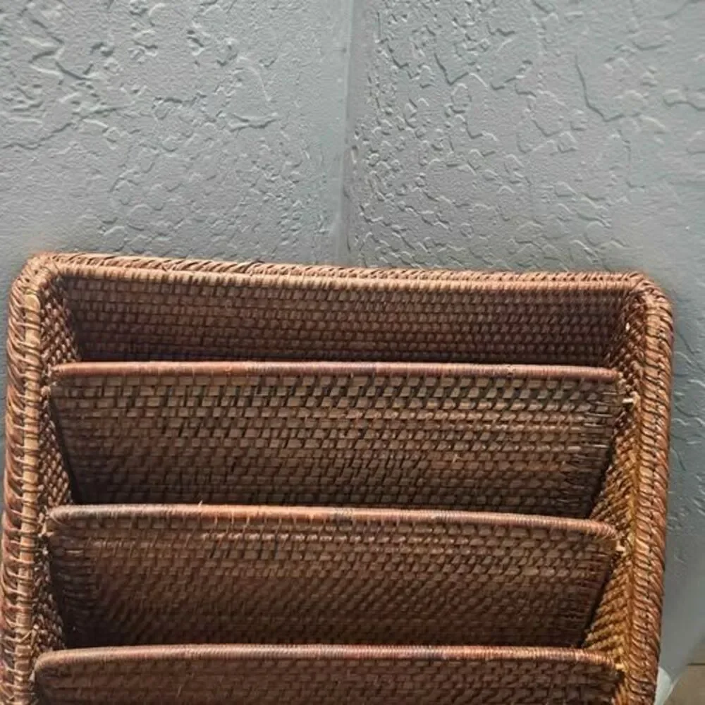 Woven Rattan Tiered Desk Organizer  Letter File